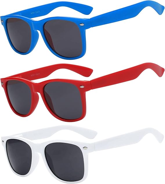 OWL 3 Pack Womens and Men's Sunglasses UV Protected Retro Smoke Lens, Womens Trendy Cool Shades Colored Plastic Frames