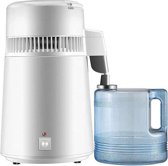 Pure Water Distiller, 4L / 1.05Gal Stainless Steel Internal Water Distillation, 750W Water Filter, Collection Bottle