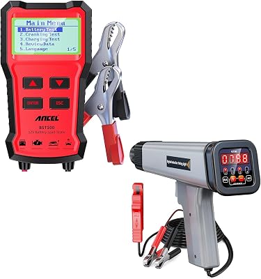 KZYEE KT60 Digital Timing Light, LED Display 12V Automotive Ignition Timing Light for 9V-16V Ignition System Strobe Lamp Detectorand Ancel BST100 Car Battery Tester 12V