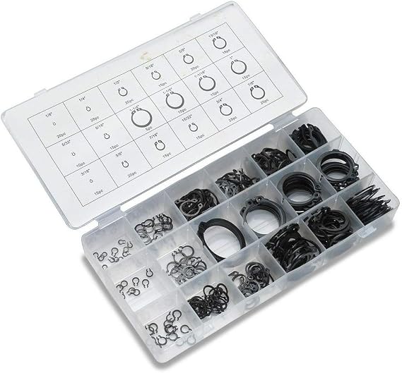 300 Pieces External Snap Ring Assortment Kit Set Circlip 18 Sizes Retaining Ring