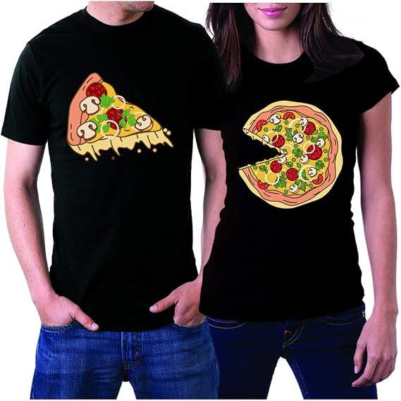Matching Shirts Set for Couples Him and Her Funny Pizza Slice T-Shirts