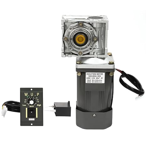Electric Gear Motor,Powerful Electric AC Motors,180W 110V Worm Geared Motor with Speed Controller,Adjustable Variable Speed Gear Reducer Motor