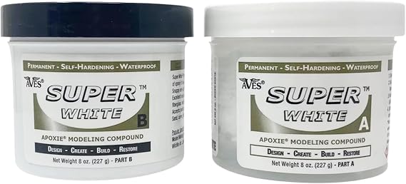 Aves Apoxie Sculpt Super White - 2 Part Modeling Compound (A & B) - 1 Pound, Apoxie Sculpt for Sculpting, Modeling, Filling, Repairing, Easy to Use Self Hardening Modeling Compound