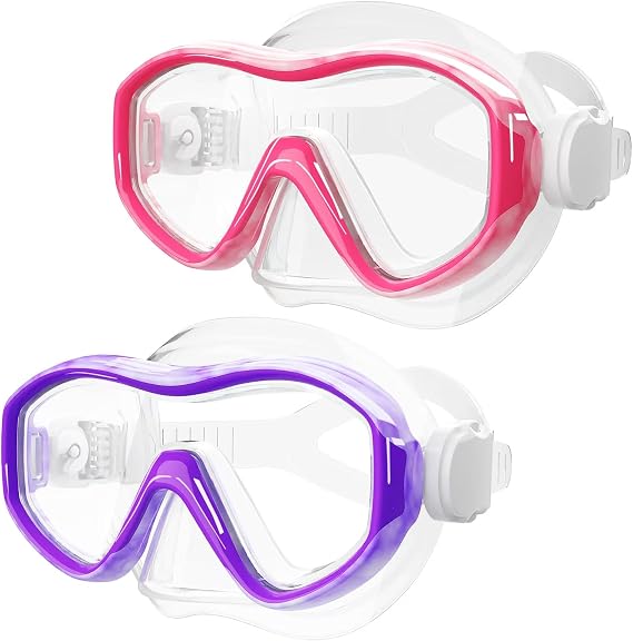 Kids Swim Goggles with Nose Cover, Snorkel Diving Mask for Boys Girls Ages 5-15, Anti-Fog Clear View Swimming Goggles