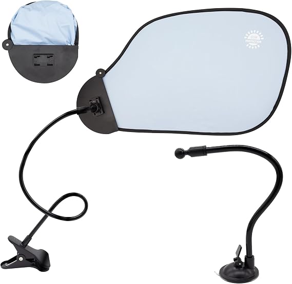 Laptop Sun Shade for Working Outside and Adjustable Clip, Adjustable Laptop Sun Shade with Flexible Clip Stand, Heat Shield Laptop Canopy for Computers Beach Chairs and Strollers (Blue)