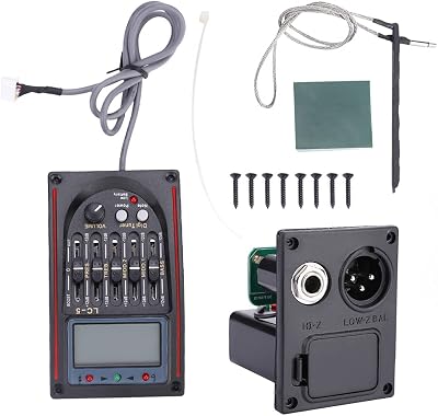 Pasamer Pickup Tuner,Pickup Lcd 5-Band Acoustic Guitar Preamp Eq Lc-5 Equalizer Tuner Piezo Pickup Easy to Read Use