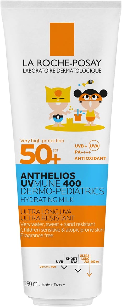 La Roche-Posay Anthelios UVMune 400 Dermo-Pediatrics Lotion SPF50+, 250ml | Hydrating Children's Sunscreen With Mexoryl 400, Shea Butter, Vitamin E, UVB and UVA Protection
