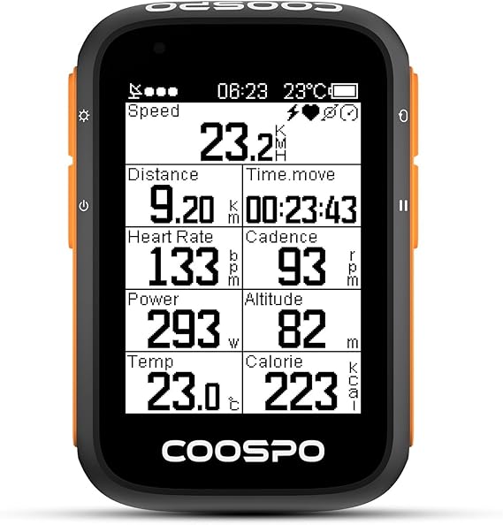 COOSPO Bike Computer Wireless GPS, Bike Speedometer with Auto Backlight, Bluetooth ANT Cycling GPS Computer, Bicycle Computer BC200 with Waterproof, Compatible with CooSporide app