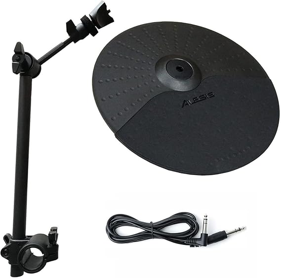 Alesis Nitro/Nitro Max 10 inch Cymbal with 13 inch Cymbal Arm/Clamp and Silverline Audio 10ft Connection Cable Bundle