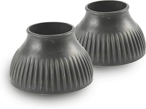 Shires Pull-On Ribbed Gum Rubber Bell Boots - Durable Overreach Hoof Protection for Horses #87689 Black/Medium