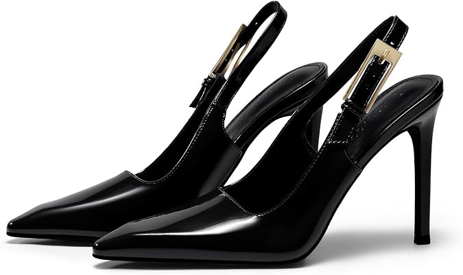Coutgo Women's Slingback High Heels Pointed Toe Stilettos