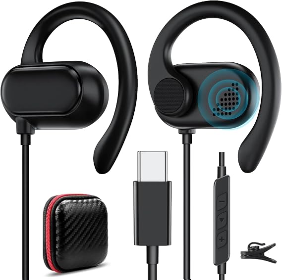USB Type C Headphone Open Ear Adjustable Over Ear Hook Headset School Kid