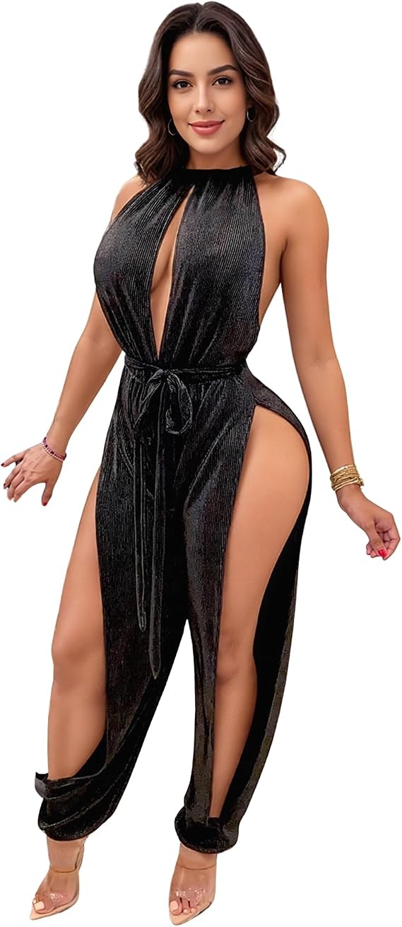 PORRCEY Women Sexy Elegant Velvet Jumpsuits Casual Outfits Clubwear