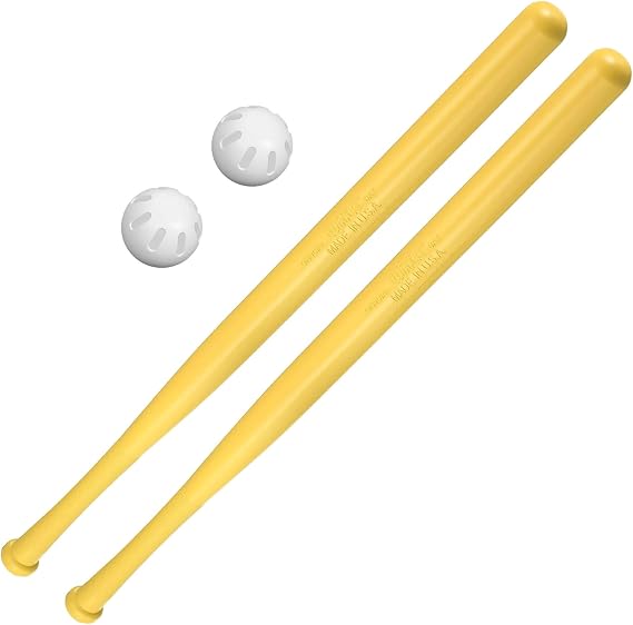 Wiffle Baseball and Bat Set - Includes (2) Yellow Bats & (2) Perforated Baseballs American Made Since 1953 Safe Outdoor Fun for All Ages