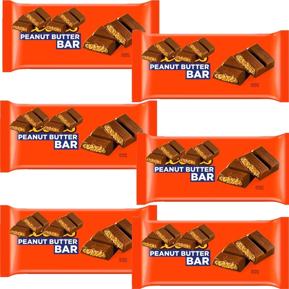 Assorted Chocolate Selection – Filled & Crunchy Treats, Various Flavors, Sharing Pack - Res (Half Box(Pack of 6), Peanut Butter Bar 90g)