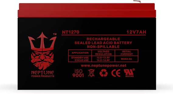 Brand NT1270 12v 7ah Rechargeable Sealed Lead Acid Battery Compatible with Scooter - Leak-Proof SLA Replacement Battery for Piranha MAX 160 Fish Finder