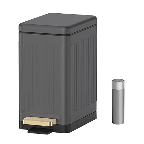 Mbillion 2.6 Gal Dark Grey Soft Close Slim Bathroom Step Trash Can