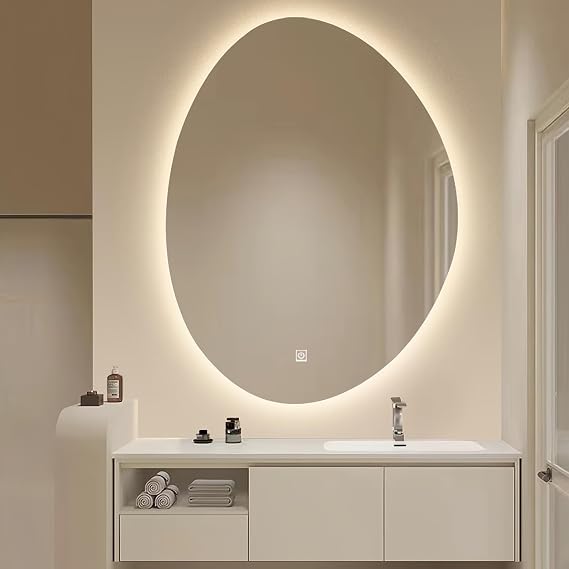 LED Bathroom Mirror 70x50 Cm(20x28In) Oval - 80x60 Cm(24x31In) Backlit Wall Mirror - Makeup Mirror With Antifog/Dimmable(20IN*28IN(50CM*70CM))