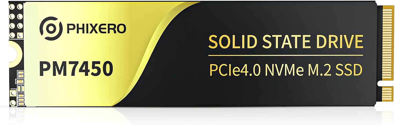 PHIXERO PM7450 4TB NVME SSD, QLC, PCIe Gen4x4,M.2 2280 NVMe Internal Gaming SSD Read Speeds Up to 7450MBs, Graphene Heat-Dissipation, for Laptop,Desktop and PS5