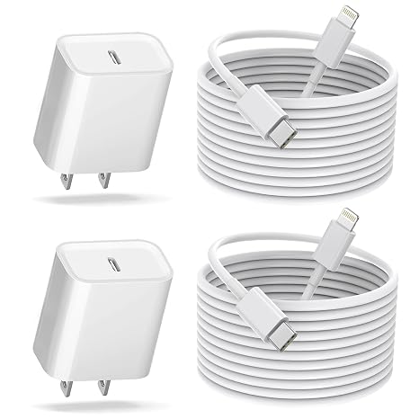 Fast iPhone Charger, [Apple MFi Certified] 2Pack 10FT Extra Long Quick USB C to Lightning Cable Cords + USB C Charger Block Fast iPhone Charging Adapter for iPhone 14 Pro Max/Plus/13/12/11/XS/XR/X/SE