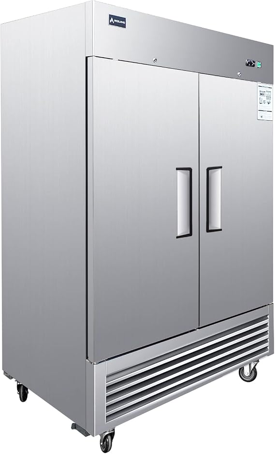 Aceland Commercial Refrigerator Stainless Steel Reach-in Solid Door Upright Fan Cooling Refrigerator for Restaurant, Bar, Shop, Residential 49 Cu.ft (Commercial Kitchen Equipment), Silver (AKR49)