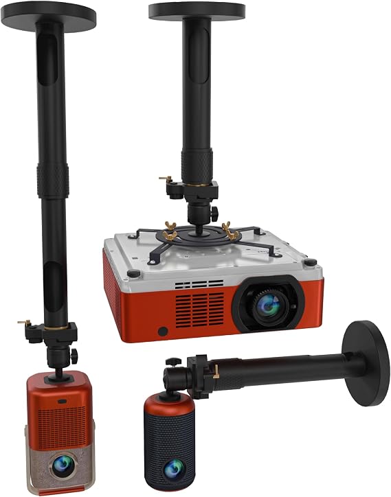 Universal-Projektorhalterung – verstellbare Decken- oder ausziehbare Wandhalterung für Mini-Projektoren für Büro und Zuhause – voll beweglich einfache Installation 360° schwenkbar Länge 138“ - 21“