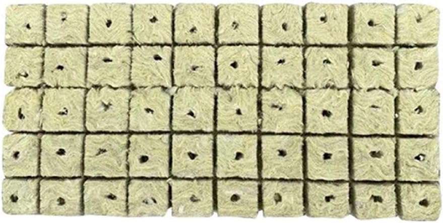 50 Pcs Rock Wool Grow Cubes for Cuttings Cloning Plants Propagation Seed Starting Hydroponic Grow Media Rooting Cuttings Growing Medium Vigorous Plants Growth Rock Wool Starter Plugs Sheets