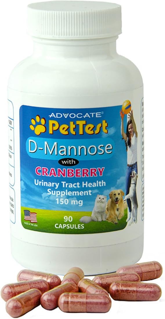 D-Mannose with Cranberry for Dogs & Cats 90 Capsules, Urinary Tract Support