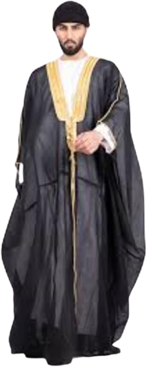 Al Aseel Black Bisht Cloak Arab Dress Thobe Saudi Mens Robe Eid