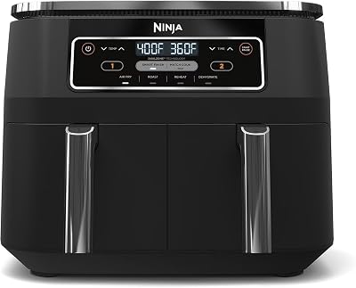 Ninja Foodi Dual Basket Air Fryer 8-Quart – Cook Two Foods at Once with DualZone Technology, 4-in-1 Versatility for Family Meals