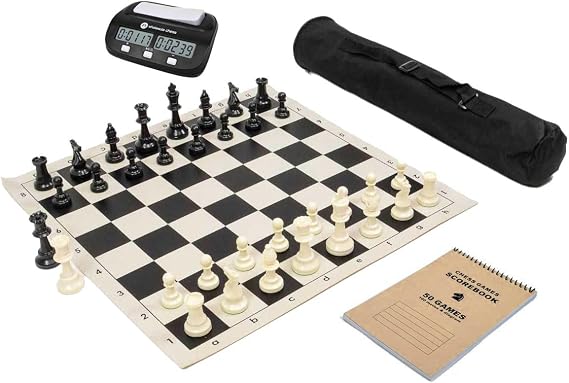 Wholesale Chess Basic Club Complete Chess Set with Scorebook and Clock (Black)