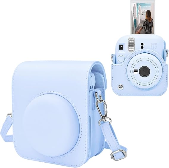 MUZIRI KINOKOO Fuji Instax Mini 12 Case, Protective Case for Fujifilm Instax Mini 12 Bag Solid Color Carrying Bag PU Leather