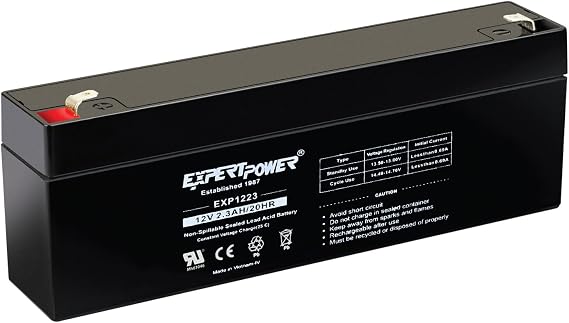 12V 2.3Ah AGM VRLA Rechargeable Battery - Replacement for Alarm Systems, Fire Panels, and Emergency Lighting - 12 Volt 2.3 Amp Hour SLA