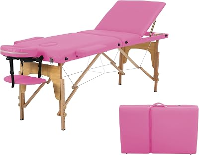 Massage Tables Portable Lash Bed 73 in Long 24 in Wide Tattoo Table, Height Adjustable Portable Spa Bed, 3 Folding Chiropractic Table wCarry CaseFace CradleHand Pallet for Physical Therapist