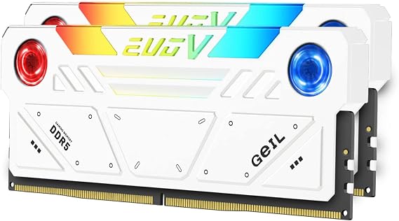 GeIL EVO V RGB DDR5 RAM, 32GB (16GBx2) 8000MHz 1.45V, only Intel Compatible, Long DIMM High Speed Desktop Memory(White)