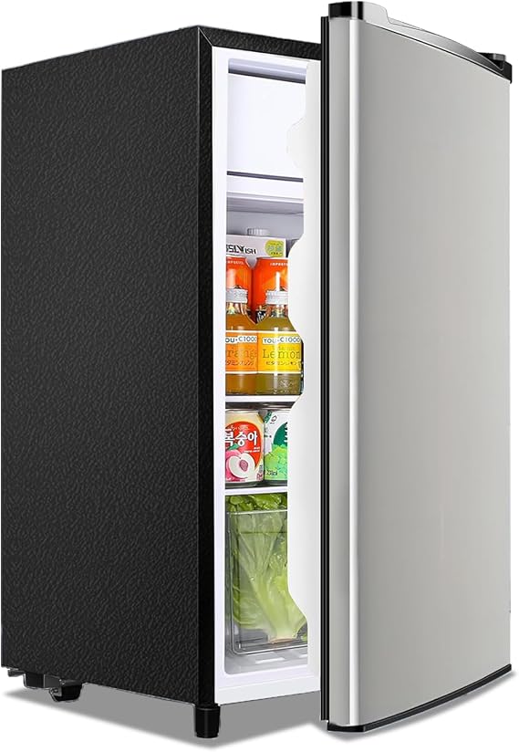 WANAI Compact Refrigerator with Inner Freezer 3.2 Cu.Ft Single Door Small Fridge Energy-efficient, Low Noise, Mini Fridge for Bedroom Dorm and Office Silver