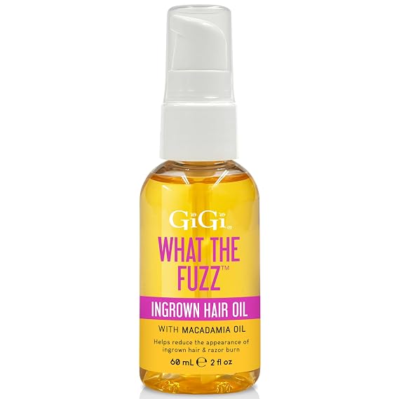 GIGI What The Fuzz Ingrown Hair Oil Soothing Post Hair Removal Treatment for Ingrowns, Razor Bumps & Skin Irritation, After Shave Oil for Bikini Line & Legs, Afterwax Care, 1 fl oz