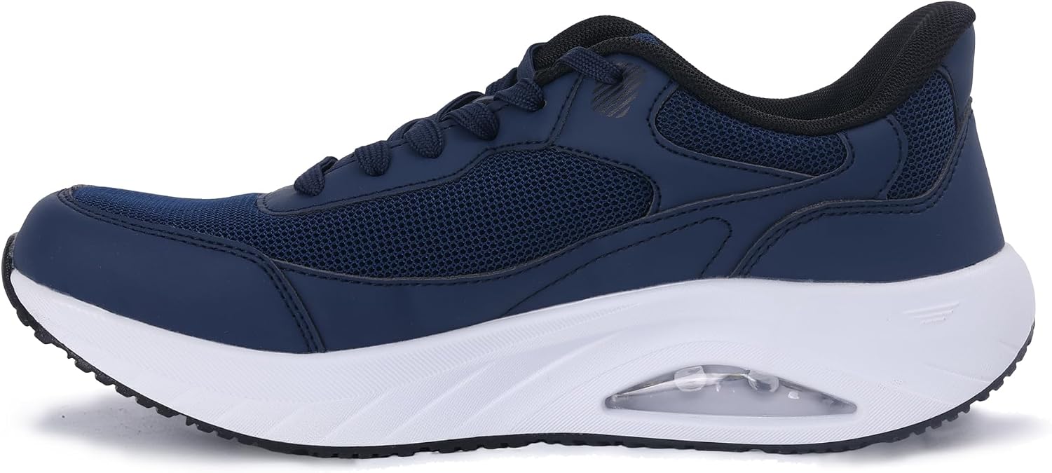AOV Wide Toe Box Shoes for Men Arch Support Walking Shoes Plantar Fasciitis Orthotic Tennis Sneakers Size 10.5 Deepblue