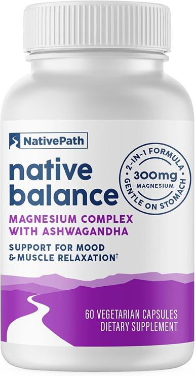 NativePath Balance Magnesium Glycinate with Ashwagandha, 60 Capsules