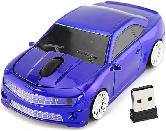AI5G Wireless Sport Car Mouse - Optical with 2.4GHz Nano USB LED Headlight (Blue) for Laptop/Desktop