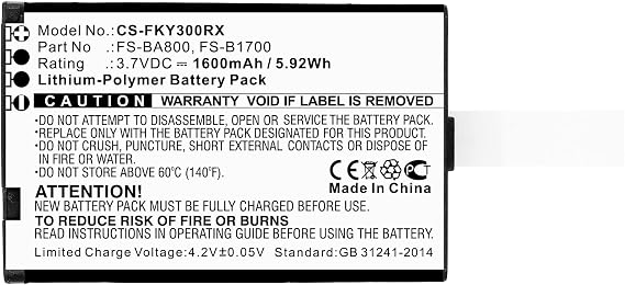 Battery for Flysky FS-GT3C,FS-i10,FS-iT4,FS-iT4S,FS-GT2B,FS-GT3B,FA605,fit Part NO:FS-BA800,FS-B1700 (1600mAh)