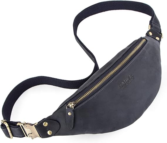 Pack Waist Bag Multifunction, Contact's Genuine Leather Hip Bum Multiple Crossbody Bag Travel Purse Daypack for Men and Women for Hiking Running And Cycling (Bule)
