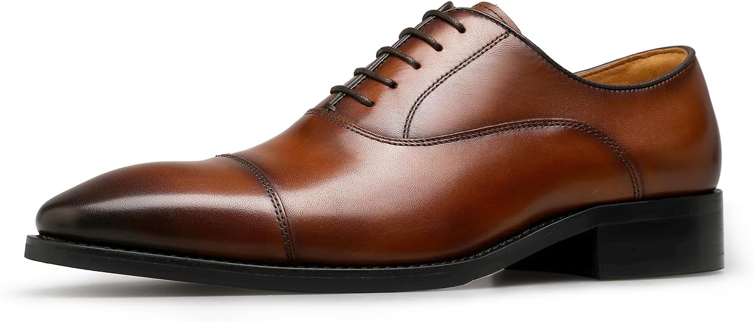 DESAI Mens Dress Shoes with Genuine Leather in Classic Formal Oxford Leather Shoes for Men