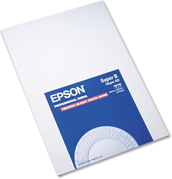 Epson Premium Glossy Photo Paper, 13x19 Inches, 20 Sheets (S041289)
