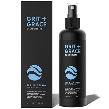 Aberlite Grit+Grace Sea Salt Spray for Men & Women Beach Look - Hair Texture Styling Product for Beach Waves - Curly & Wavy Hair Texture Spray 6 FL OZ