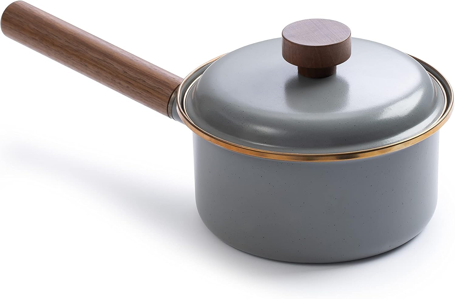 Barebones Enamel Saucepan - Steel Cooking Pot For The Kitchen And Camping, Durable Sauce Pan With Lid Slate Gray