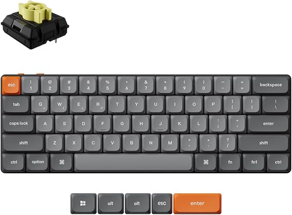 Keychron K9 Max Custom Mechanical Keyboard, Ultra-Slim 60% Layout, Bluetooth/2.4 GHz/Wired with RGB Backlight, Milk POM Banana Switch for Mac Windows Linux, USA ANSI Layout
