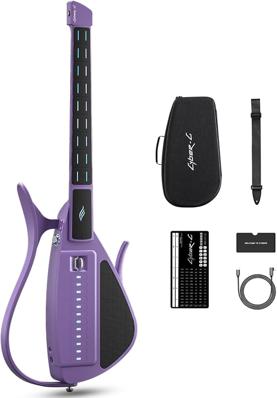 Enya CYBER-G Smart Guitar Innovative Stringless - Portable Travel Guitar & Silent Electric Guitar with LED Buttons Drum & Bass Hundreds of Instrument Sounds Built-in Speaker for Quick Learning