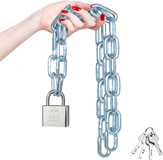 Security Chain & Lock, 43" Heavy-Duty Anti-Theft Chain with Padlock