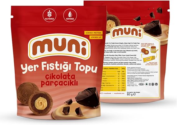 Muni Çikolata Parçacıklı Yer Fıstığı Topu, 80 g x 6 adet